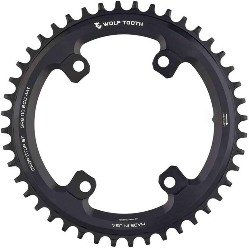 Wolf Tooth 110 BCD Asymmetric 4-Bolt Chainring for GRX Cranks Drop-Stop ST - Image 1